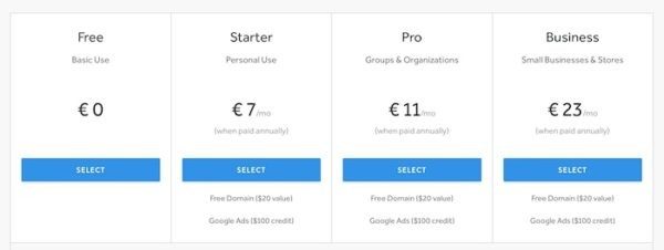 Weebly pricing and plans