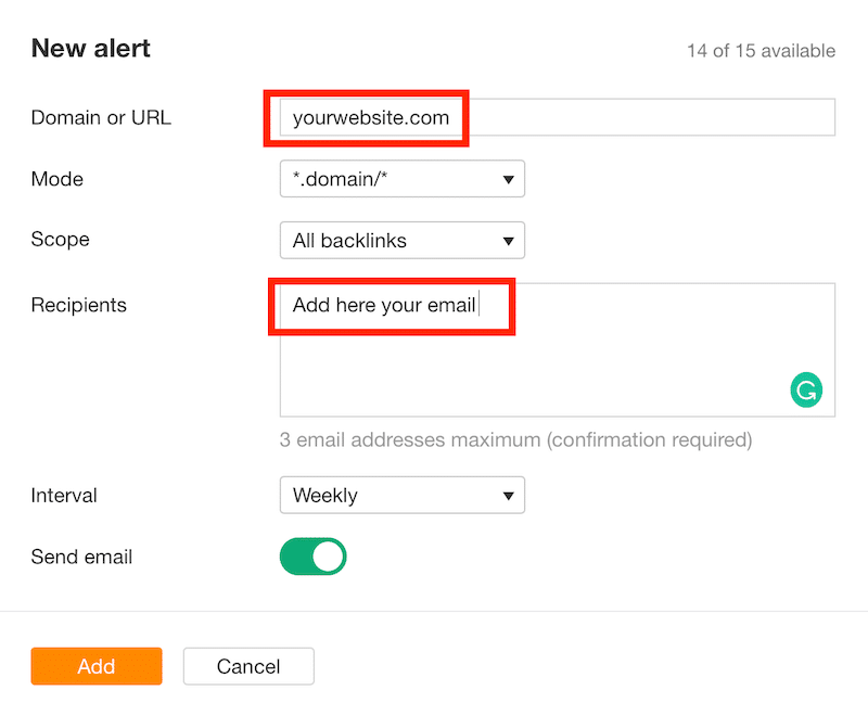 How to set a new alert