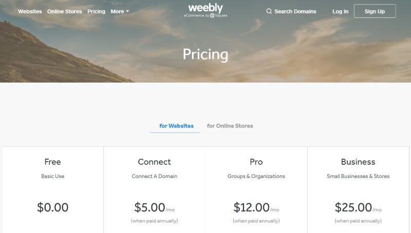 Weebly Pricing 