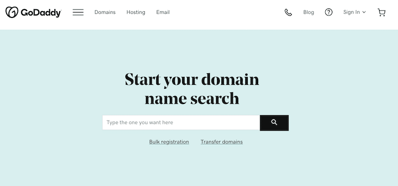 GoDaddy domain registrar per siti web